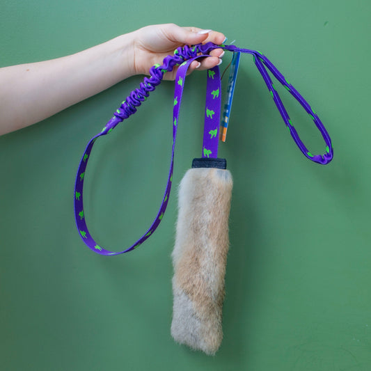 Tug-e-nuff Rabbit Fur Squeaky Bungee Chaser