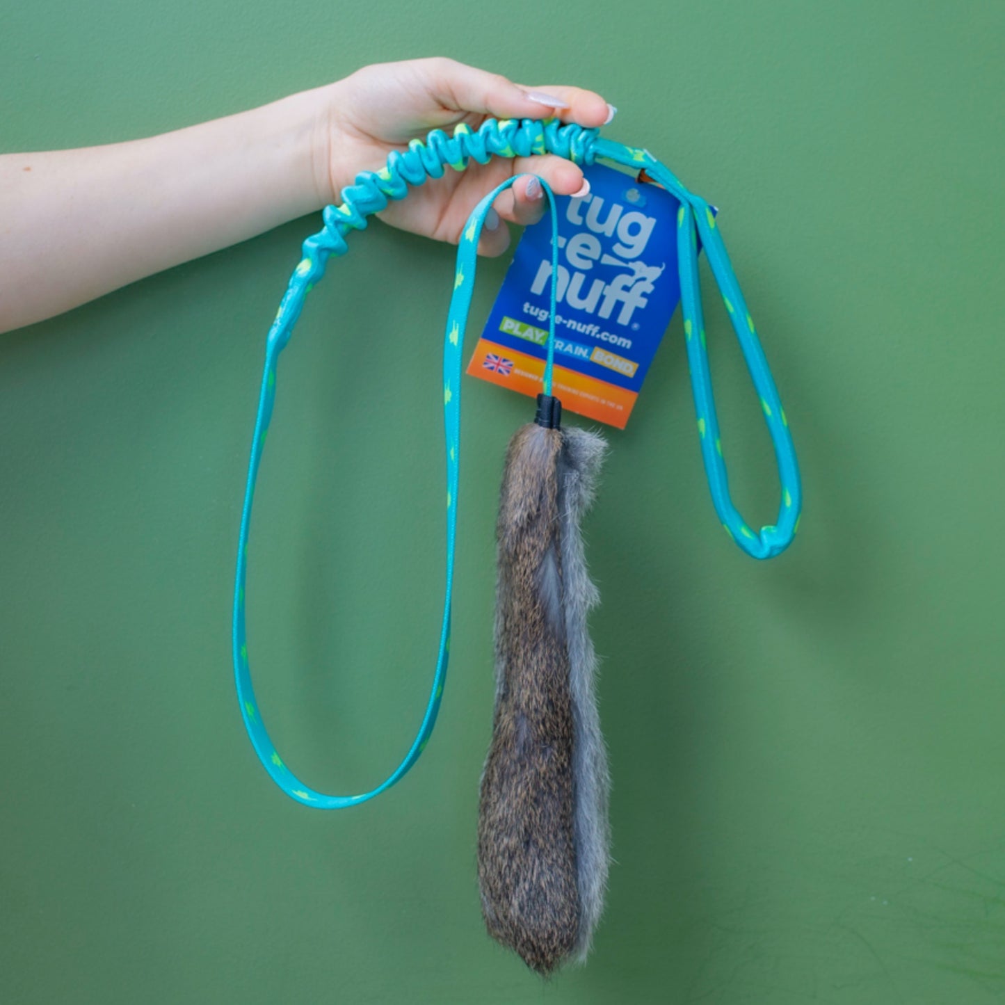 Tug-e-nuff Rabbit Fur Squeaky Bungee Chaser