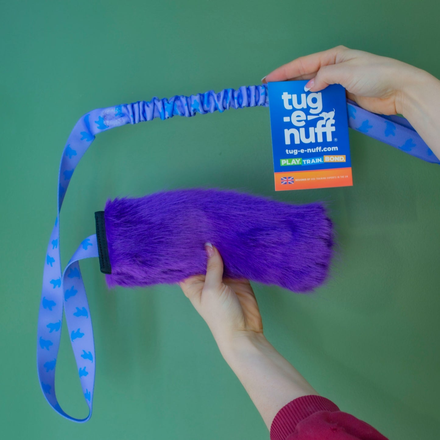 Tug-e-nuff Faux Fur Squeaky Bungee Chaser Tug Toy
