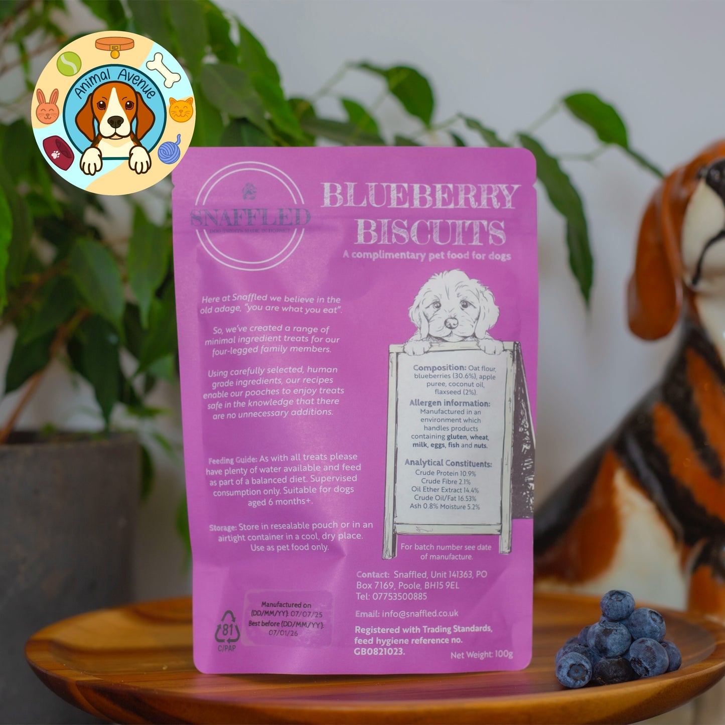 Snaffled Blueberry Biscuits Small Bite 100g