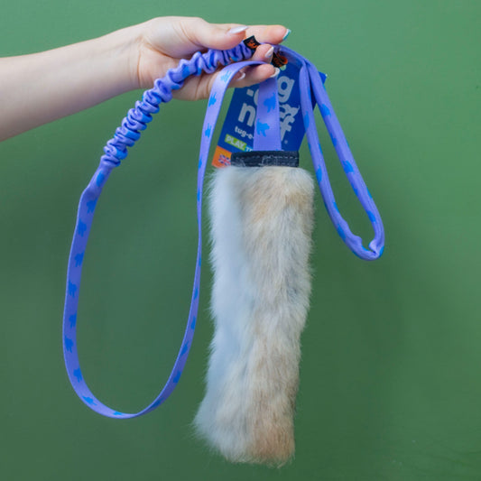 Tug-e-nuff Rabbit Fur Squeaky Bungee Chaser