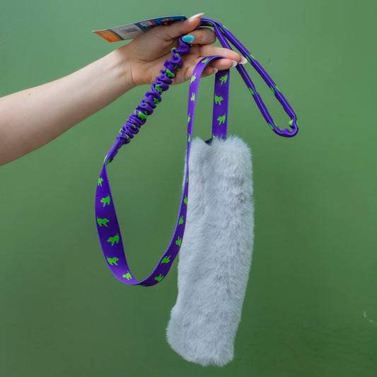 Tug-e-nuff Faux Fur Squeaky Bungee Chaser Tug Toy