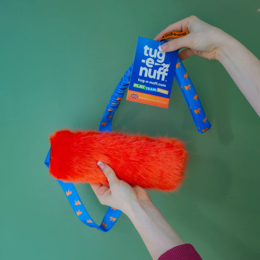 Tug-e-nuff Faux Fur Squeaky Bungee Chaser Tug Toy